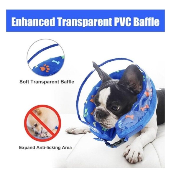 Inflatable Dog Cone Large After Surgery, stops licking and excessive biting NEW - Picture 3 of 12